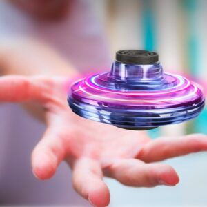 Rechargeable Mini Flying Spinner Drone – LED UFO Fingertip Gyro Toy for Kids & Stress Relief