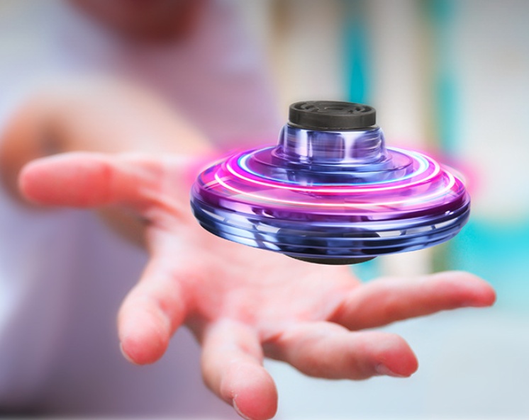 Rechargeable Mini Flying Spinner Drone – LED UFO Fingertip Gyro Toy for Kids & Stress Relief